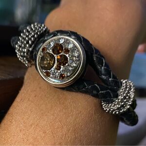 Double braided leather bracelet